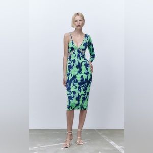 Zara NWT Cut Out Jacquard Dress